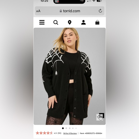 SOLD Torrid Luxe Cozy Boyfriend Cardigan Spider Web Size 2 NWT- sold out online - Picture 3 of 9